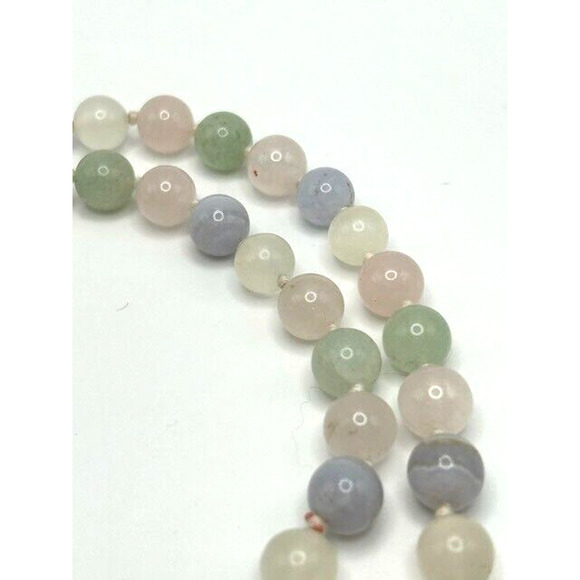 Multicolored Morganite? Round Beaded Necklace 31" Long - Picture 4 of 6